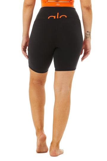 High Waist Spin Short - Tangerine - Black